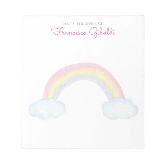 Bloc-note Aquarelle Arc-en-ciel et nuages du bureau de (Devant)