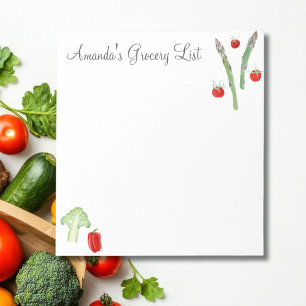 Bloc-note Aquarelle Asperges, Brocoli, Tomates, Poivrons