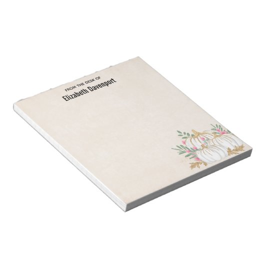 Bloc-note Aquarelle blanche et Citrouille or (Incliné)