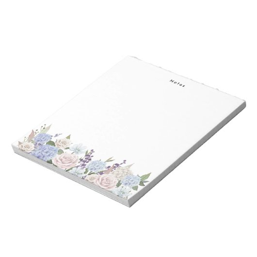 Bloc-note Aquarelle Bleu Blanc Hydrangées Personnalisées (Tourné)