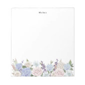 Bloc-note Aquarelle Bleu Blanc Hydrangées Personnalisées (Devant)