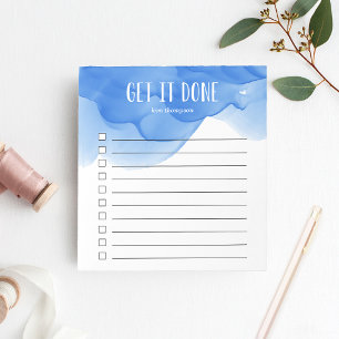 Bloc-note Aquarelle bleu Cobalt Liste personnalisée des tâch