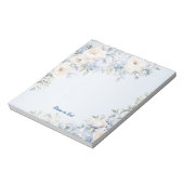 Bloc-note Aquarelle bleu Dusty Fleurs d'ivoire Feuille Rusti (Tourné)