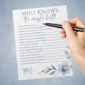 Bloc-note Aquarelle bleu Fleur Couple Meilleur Jeu de Mariag