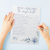 Bloc-note Aquarelle bleu Fleur Couple Meilleur Jeu de Mariag