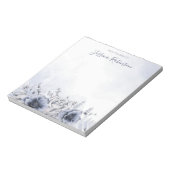 Bloc-note Aquarelle bleu floral personnalisé (Tourné)