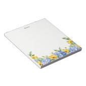 Bloc-note Aquarelle Bleu Jaune Hydrangée Personnalisée (Incliné)