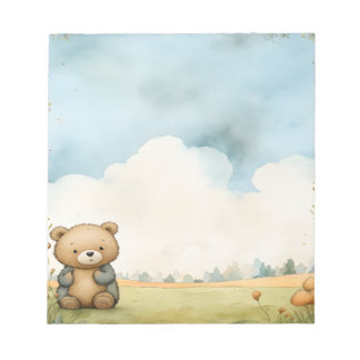 Bloc-note Aquarelle bleu mou Ours en tourbe