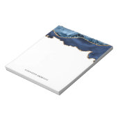 Bloc-note Aquarelle Bleu Nuit Or Géode Chic Marbre Agate (Tourné)