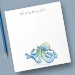 Bloc-note Aquarelle bleu Octopus Papier à lettres personnali<br><div class="desc">Elégante et côtière, cette papeterie personnalisée vous propose les mots "C'est mon lieu de plage" ensemble et typographie manuscrite avec ma pieuvre bleue originale aquarelle art. Il peut être personnalisé pour inclure votre nom de famille ou monogramme dans une typographie manuscrite. Parfait pour les mariages ou vos notes d'été. Pour...</div>