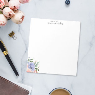 Bloc-note Aquarelle bleu rose Hydrangea Floral