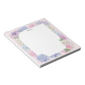Bloc-note Aquarelle bleu rose Hydrangée personnalisée (Incliné)