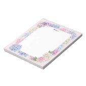 Bloc-note Aquarelle bleu rose Hydrangée personnalisée (Tourné)