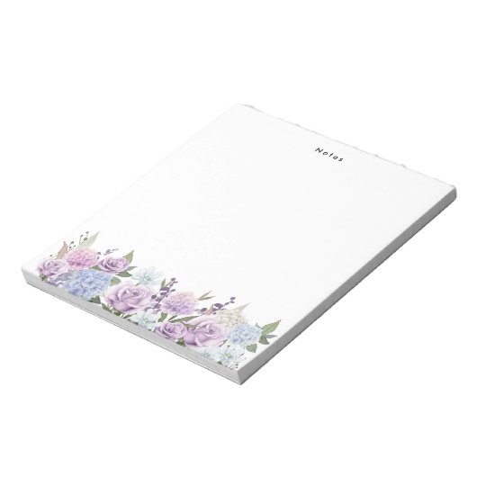 Bloc-note Aquarelle bleu rose Hydrangée personnalisée (Tourné)