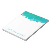 Bloc-note Aquarelle bleu Turquoise moderne Chic Monogramme (Tourné)