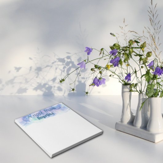 Bloc-note Aquarelle bleu turquoise vert éclat blanc