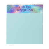 Bloc-note Aquarelle bleu turquoise vert éclat bleu lettre (Devant)