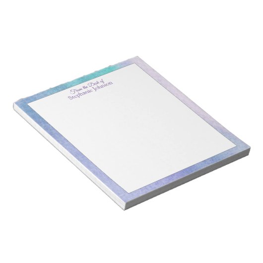 Bloc-note Aquarelle bleu violet moderne Modèle Abstrait (Incliné)