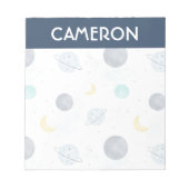 Bloc-note Aquarelle Blue Space Planet Motif (Devant)