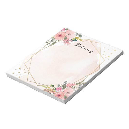 Bloc-note Aquarelle Blush Floral Pesonalized (Tourné)