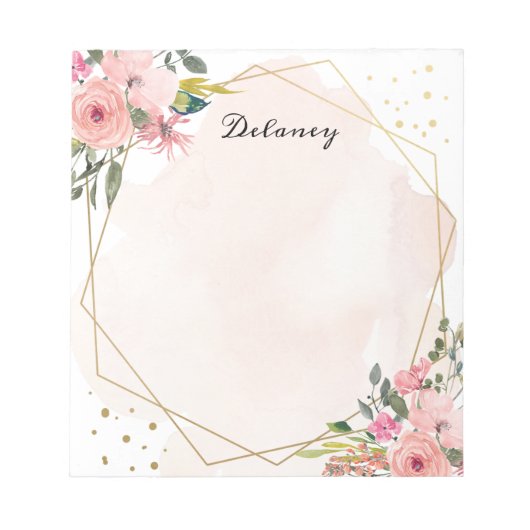 Bloc-note Aquarelle Blush Floral Pesonalized (Devant)