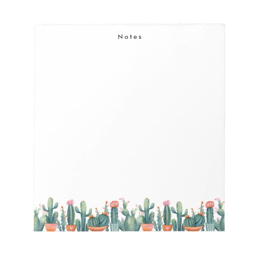 Bloc-note Aquarelle Boho Poted Cactus & Succulents Personnal (Devant)