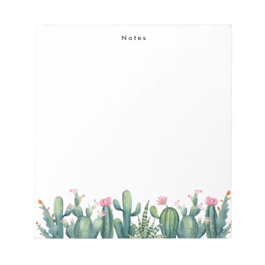 Bloc-note Aquarelle Boho Poted Cactus & Succulents Personnal (Devant)