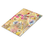 Bloc-note Aquarelle Botanique Or Abstrait Oiseau Rose Nom (Incliné)