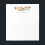 Bloc-note Aquarelle botanique Orange Nom personnalisé<br><div class="desc">Aquarelle botanique personnalisée Orange Papier à lettres personnel</div>