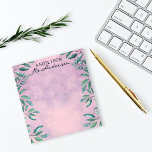 Bloc-note Aquarelle Branches Feuillées Sur Rose Une Note De<br><div class="desc">Un ordinateur portable personnalisé unique avec des branches vertes aquarellées peintes en vert sur un arrière - plan rose. Le texte est entièrement modifiable. Utilisez l'option Personnaliser pour apporter des modifications. Utilisez l'outil Modifier la conception pour effectuer d'autres ajustements, comme la modification de la police, de la couleur de police...</div>