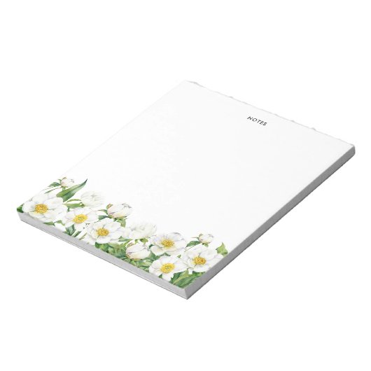 Bloc-note Aquarelle chic Fleurs de printemps blanc personnal (Tourné)