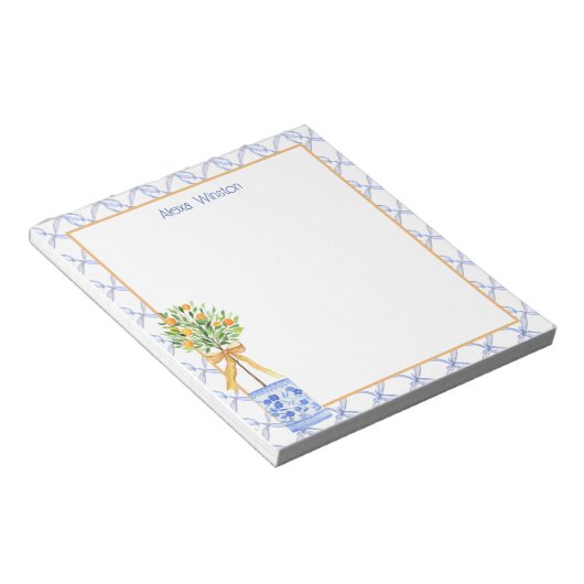 Bloc-note Aquarelle Chinoiserie Orange Tree Topiary (Incliné)