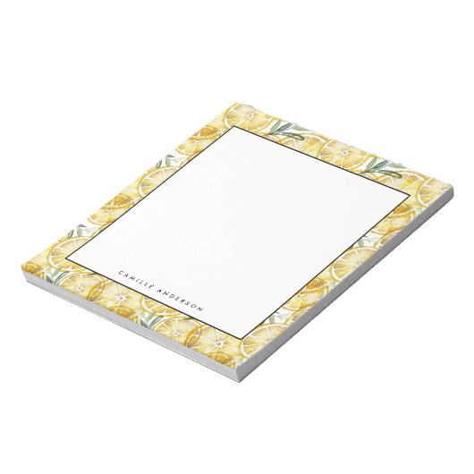 Bloc-note Aquarelle Citron Slices Motif Personnalisé (Tourné)
