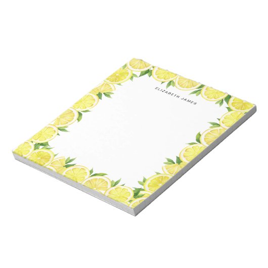 Bloc-note Aquarelle Citron vert Motif personnalisé (Tourné)