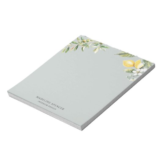 Bloc-note Aquarelle Citrons et olives Vert Sage (Tourné)