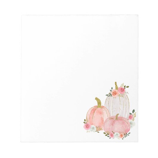 Bloc-note Aquarelle Citrouille Pastel rose Rose Floral (Devant)