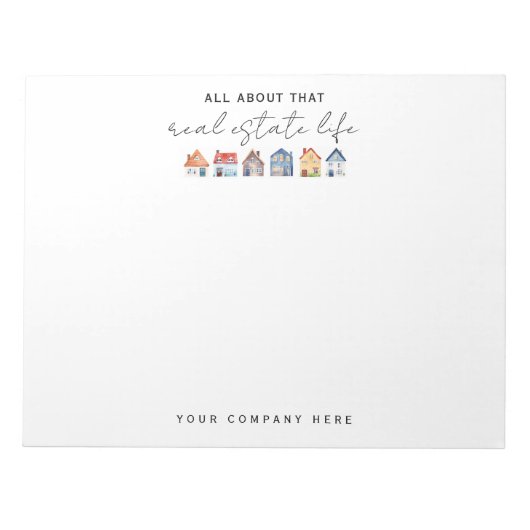 Bloc-note Aquarelle colorée Maisons Immobilier (Devant)