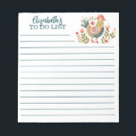 Bloc-note Aquarelle colorée Poulet Folk Art à faire Liste<br><div class="desc">Un bloc-notes personnalisé à faire liste avec un poulet d'aquarelle coloré d'art populaire. Si mignon pour hiérarchiser vos tâches. Conçu pour vous par Blackberry Boulevard.</div>