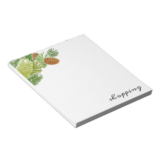 Bloc-note Aquarelle cônes de la branche de pin vert (Incliné)