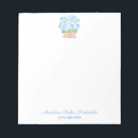 Bloc-note Aquarelle Côte Bleu Hydrangée Élégante Dame<br><div class="desc">Un bloc-notes en bleu et blanc et avec mon hydrangée originale en motif panier en rotin,  peint à l'origine à la main en aquarelle avant d'être scanné sous forme numérique. Veuillez noter que si vous n'avez pas besoin / voulez le texte en bas,  vous pouvez simplement supprimer ceci.</div>