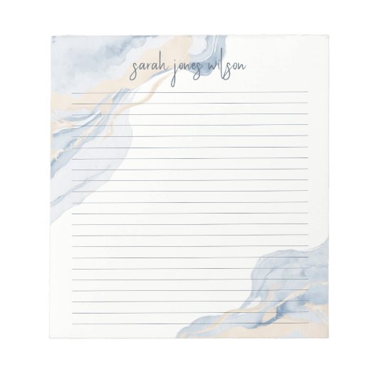 Bloc-note Aquarelle Côtière Bleue Abstraite Beige (Devant)