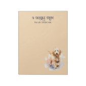 Bloc-note Aquarelle Cute Apricot Goldendoodle Monogrammé (Tourné)