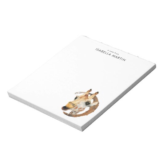 Bloc-note Aquarelle Cute Giraffe | Ajouter Votre Nom (Tourné)