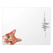 Bloc-note Aquarelle de chat sournois Nom du monogramme (Devant)