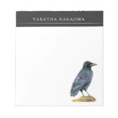 Bloc-note Aquarelle de Corbeau | Ajouter un nom (Devant)