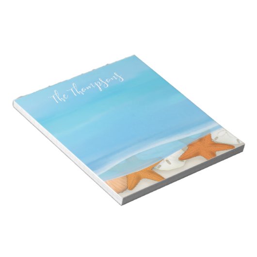 Bloc-note Aquarelle de plage Coques Whimsical Coastal Blue (Incliné)