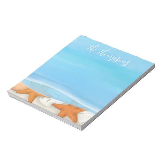 Bloc-note Aquarelle de plage Coques Whimsical Coastal Blue (Tourné)