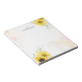 Bloc-note Aquarelle de tournesol jaune Monogramme minimalist (Incliné)