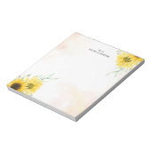 Bloc-note Aquarelle de tournesol jaune Monogramme minimalist (Tourné)
