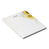 Bloc-note Aquarelle de tournesol jaune personnalisée (Incliné)